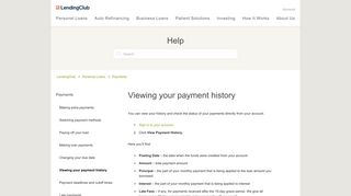Viewing your payment history – LendingClub