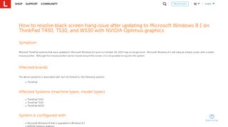 How to resolve black screen hang issue after ... - Lenovo Support