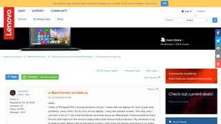Solved: Black Screen on start up - Lenovo Community - Lenovo Forums