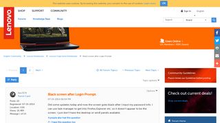 Black screen after Login Prompt. - Lenovo Community - Lenovo Forums