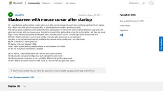Blackscreen with mouse cursor after startup - Microsoft Community