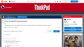 Lenovo (Canada) EPP site new password : thinkpad - Reddit