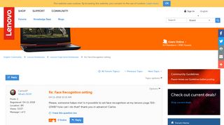 Re: Face Recognition setting - Lenovo Community - Lenovo Forums