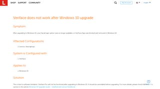 Veriface does not work after Windows 10 upgrade - US - Lenovo Support