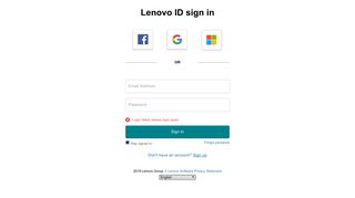 Lenovo ID sign in