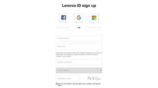Lenovo ID sign up - Sign in