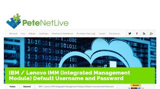 IBM / Lenovo IMM (Integrated Management Module) Default ...