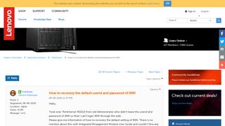 How to recovery the default userid and password of IMM - Lenovo ...