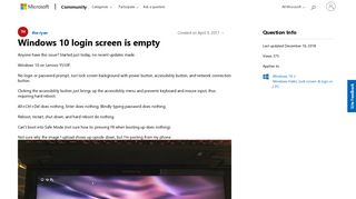 Windows 10 login screen is empty - Microsoft Community