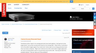 Cannot Access Personal Cloud - Lenovo Community - Lenovo Forums