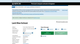 Lent Rise School - GOV.UK - Find and compare schools in England