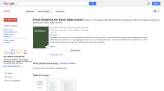 Small Satellites for Earth Observation: Selected Proceedings of the ...