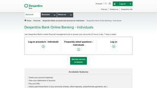 Desjardins Bank Online Banking - Individuals | Desjardins Bank