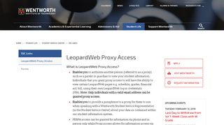 LeopardWeb Proxy Access | Wentworth Institute of Technology
