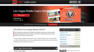 Leo Vegas Mobile Casino Review With No Deposit Bonus