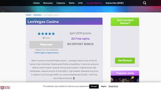 LeoVegas Casino Free Spins & Bonus 2019 | YummySpins