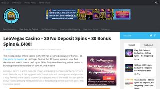 Leo Vegas Casino - 20 No Deposit Spins + 30 Bonus Spins & £300!