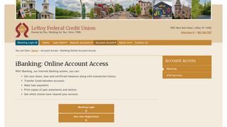 iBanking: Online Account Access - LeRoy Federal Credit Union
