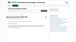 Accessing email in Office 365 : Information Technology + eLearning