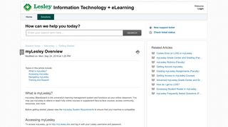 myLesley Overview : Information Technology + eLearning - Support