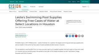 Leslie's Swimming Pool Supplies Offering Free Cases of Water at ...
