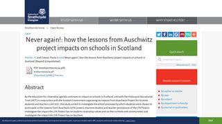 Never again!: how the lessons from Auschwitz project impacts on ...