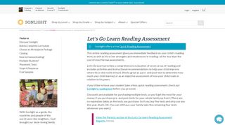 Let's Go Learn Reading Assessment - Sonlight