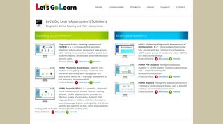 Let's Go Learn Diagnostic Online Reading and Math Assessments