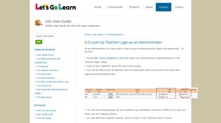 Let's Go Learn User Guide | 5.5 Look Up Teacher Login as an ...