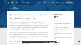 Our New Customer Portal : LetsHost.ie