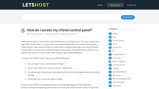How do I access my cPanel control panel? – LetsHost Knowledgebase