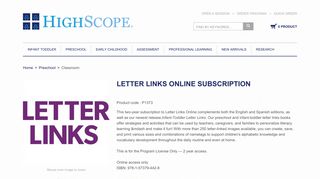 LETTER LINKS ONLINE SUBSCRIPTION - HighScope