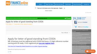 Apply for letter of good standing from COIDA - Online financial service