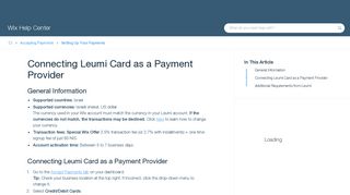 Connecting Leumi Card as a Payment Provider | Help Center | Wix.com