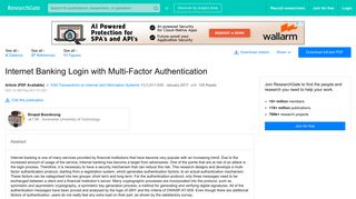(PDF) Internet Banking Login with Multi-Factor Authentication
