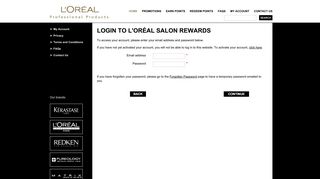 L'Oréal Salon Rewards - Login