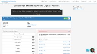 LevelOne WBR-3406TX Default Router Login and Password