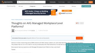 Thoughts on AVG Managed Workplace/Level Platforms? - IT Service ...