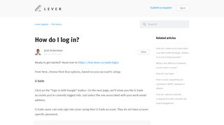 How do I log in? – Lever Support