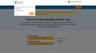 Check and pay foreign worker levy - Ministry of Manpower