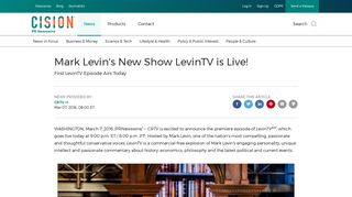 Mark Levin's New Show LevinTV is Live! - PR Newswire