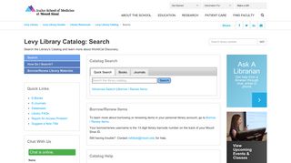 Search - Levy Library Catalog - Levy Library Guides at Icahn School of ...