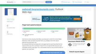 Access webmail.levyrestaurants.com. Outlook Web App