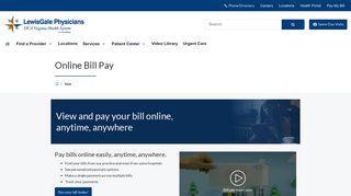 Online Bill Pay | LewisGale Physicians