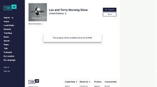 Lex and Terry Morning Show | Free Internet Radio | TuneIn