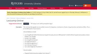 Lexicomp Online | Rutgers University Libraries