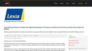 Lexia Efficacy Research Meets the Highest Standards of Evidence as ...