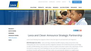 Lexia and Clever Announce Strategic Partnership | Lexia Learning