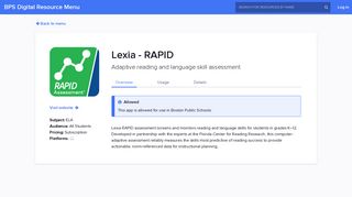 Lexia - RAPID - Clever