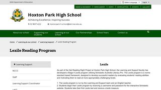 Lexile Reading Program - Hoxton Park High School